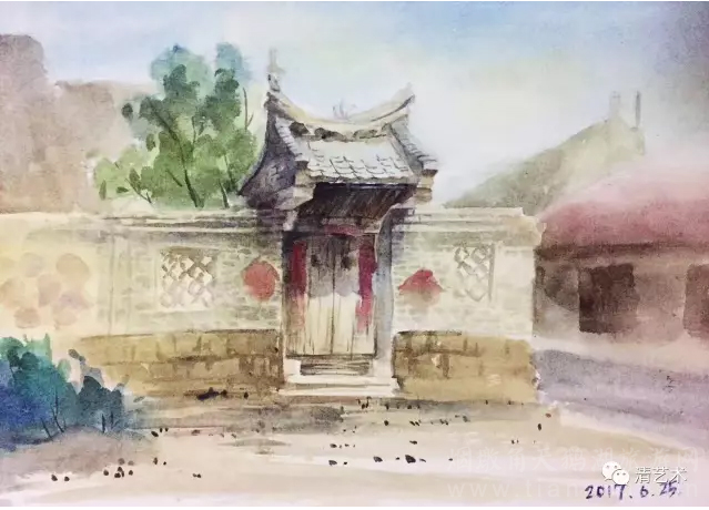 清华大学建筑学院师烟墩角水彩写生
